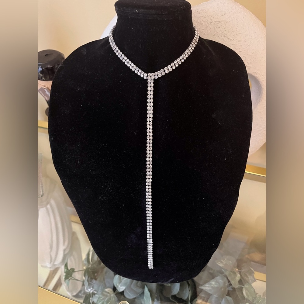 Silver Color Rhinestone Choker Necklace